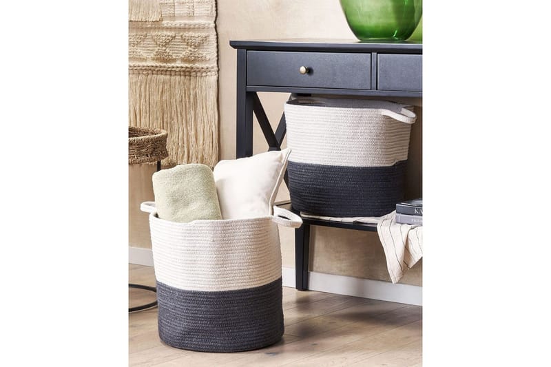 Kurv Pazha sæt af 2 Hvid, Sort - Hvid, Sort - Hus & renovering - Køkken & bad - Køkken & bryggers - Tørre & vasketilbehør