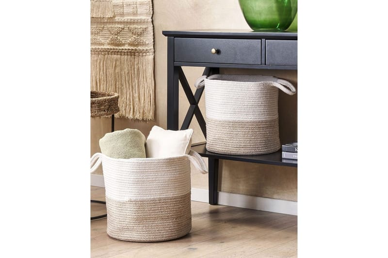 Kurv Pazha sæt af 2 Beige, hvid - Beige, hvid - Hus & renovering - Køkken & bad - Køkken & bryggers - Tørre & vasketilbehør