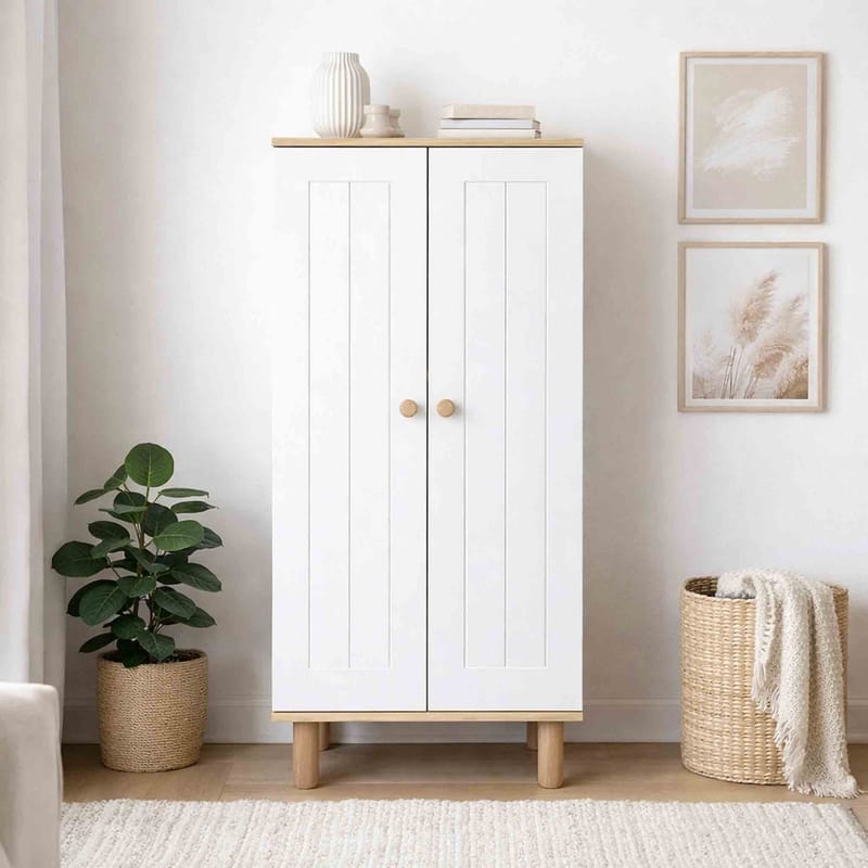 Multifunktionsskab Hanah Home Ayka (60 x 129 x 37 cm) Hvid valnød - Hvid og valnød - Hus & renovering - Køkken & bad - Køkken & bryggers