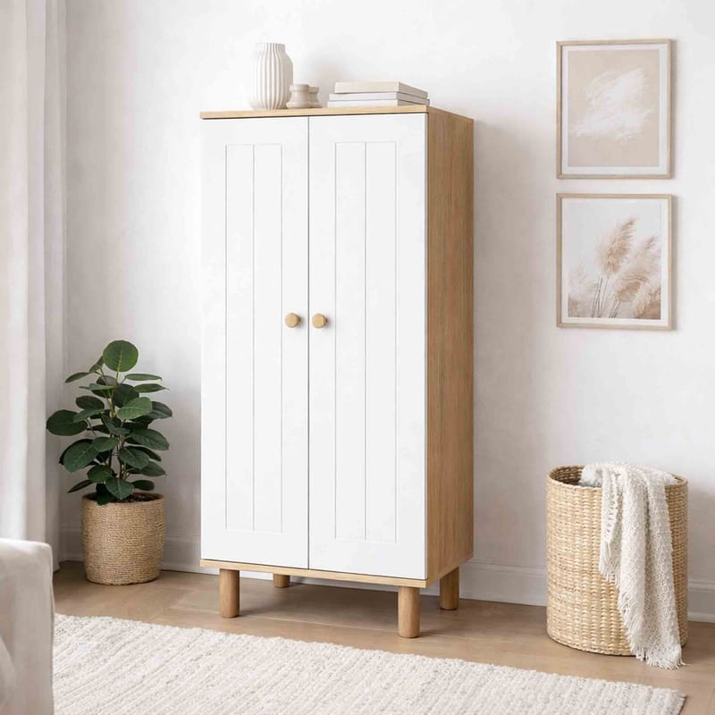 Multifunktionsskab Hanah Home Ayka (60 x 129 x 37 cm) Hvid valnød - Hvid og valnød - Hus & renovering - Køkken & bad - Køkken & bryggers