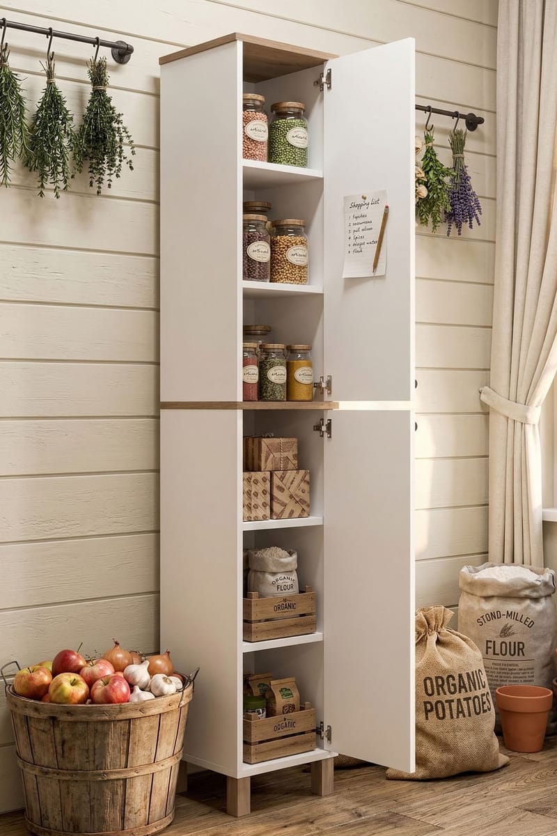 Multifunktionsskab Hanah Home Nord (36 x 195,4 x 32 cm) Hvid eg - Hvid og eg - Hus & renovering - Køkken & bad - Køkken & bryggers