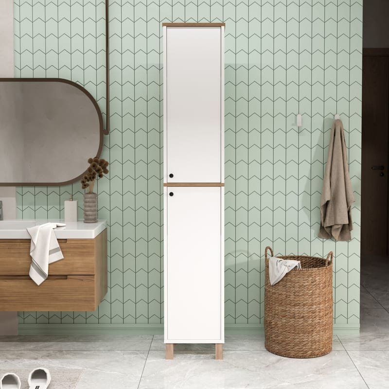 Multifunktionsskab Hanah Home Nord (36 x 195,4 x 32 cm) Hvid eg - Hvid og eg - Hus & renovering - Køkken & bad - Køkken & bryggers