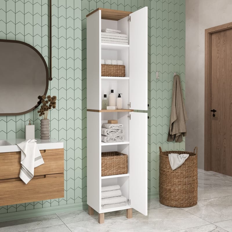 Multifunktionsskab Hanah Home Nord (36 x 195,4 x 32 cm) Hvid eg - Hvid og eg - Hus & renovering - Køkken & bad - Køkken & bryggers