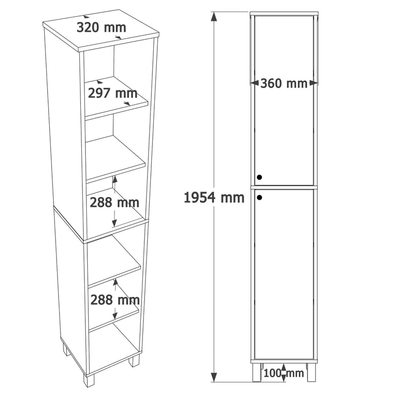 Multifunktionsskab Hanah Home Nord (36 x 195,4 x 32 cm) Hvid eg - Hvid og eg - Hus & renovering - Køkken & bad - Køkken & bryggers