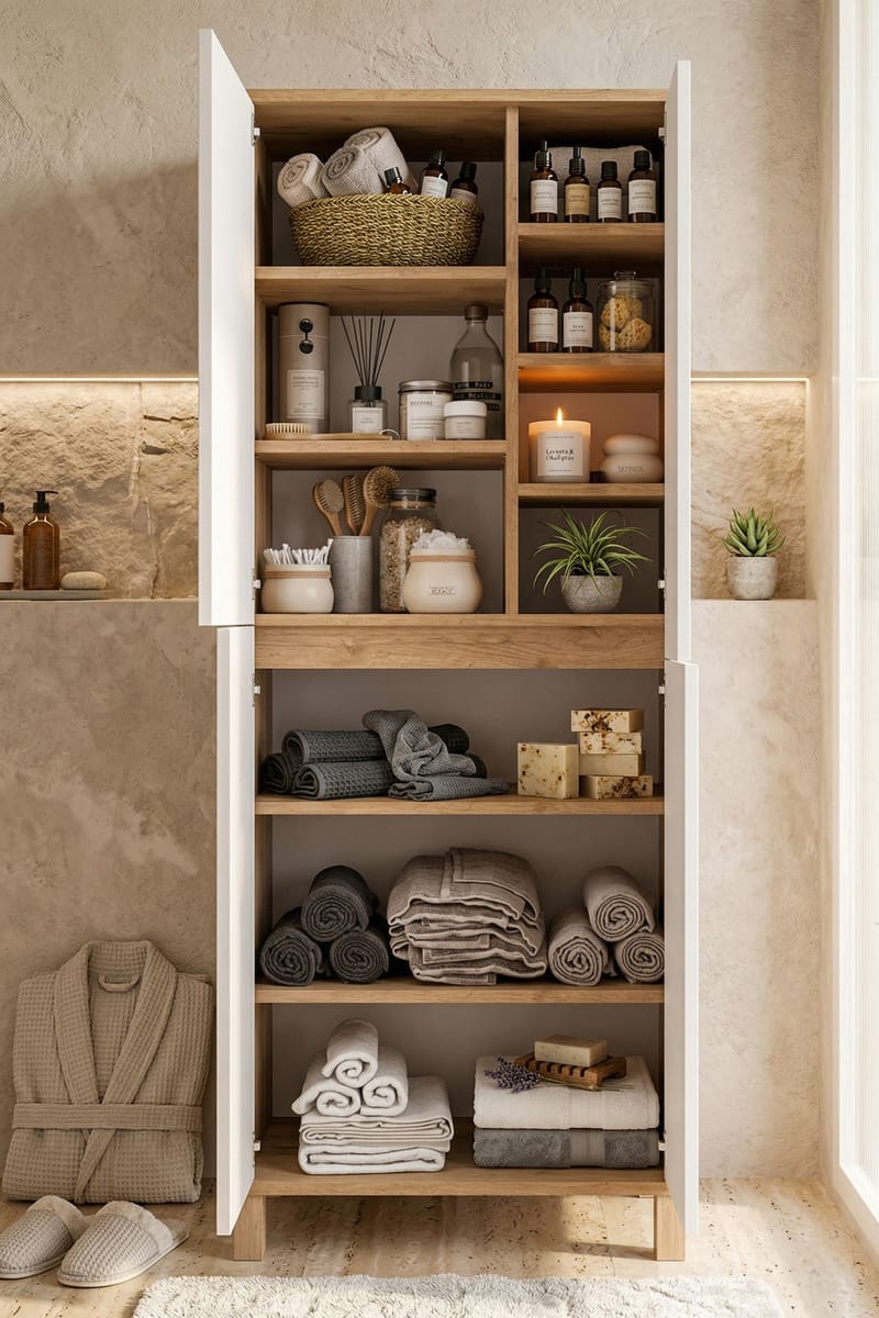 Multifunktionsskab Hanah Home Nord (69,7 x 175 x 40 cm) Hvid eg grå - Hvid / Eg / Grå - Hus & renovering - Køkken & bad - Køkken & bryggers