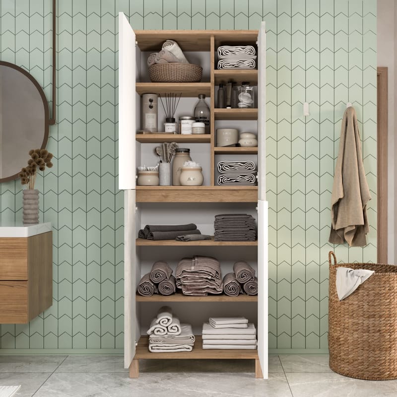 Multifunktionsskab Hanah Home Nord (69,7 x 175 x 40 cm) Hvid eg grå - Hvid / Eg / Grå - Hus & renovering - Køkken & bad - Køkken & bryggers
