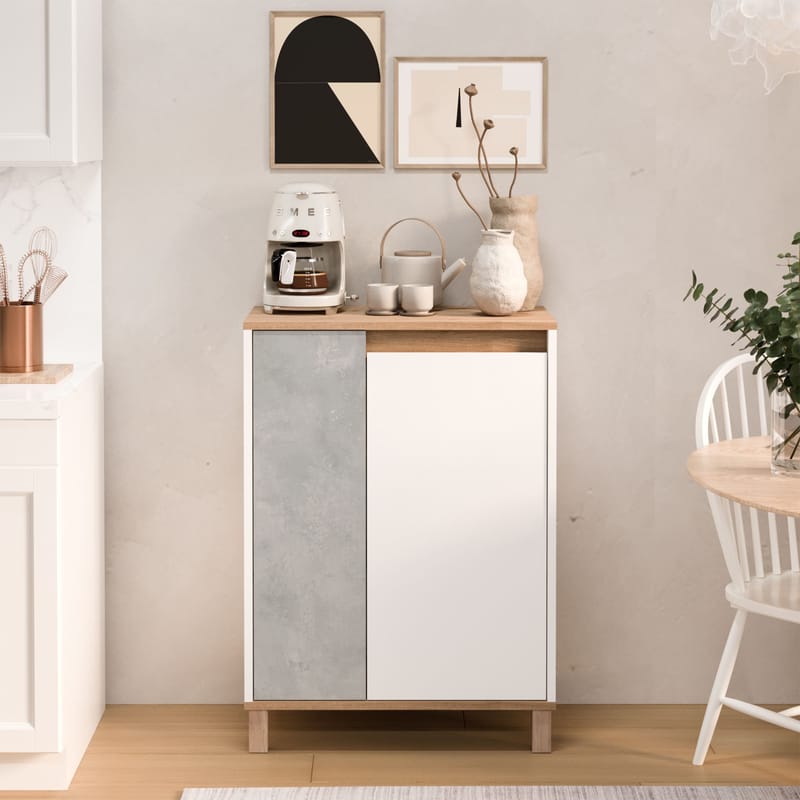Multifunktionsskab Hanah Home Nord (69,7 x 97 x 40 cm) Hvid eg grå - Hvid eg grå - Hus & renovering - Køkken & bad - Køkken & bryggers