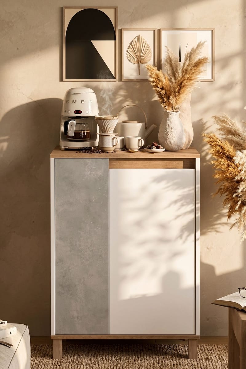 Multifunktionsskab Hanah Home Nord (69,7 x 97 x 40 cm) Hvid eg grå - Hvid eg grå - Hus & renovering - Køkken & bad - Køkken & bryggers