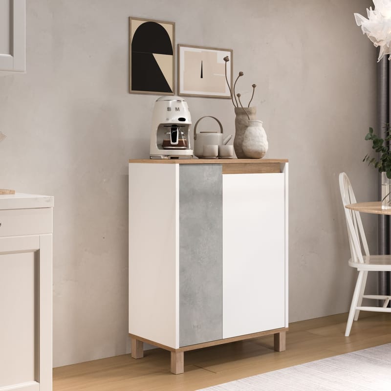 Multifunktionsskab Hanah Home Nord (69,7 x 97 x 40 cm) Hvid eg grå - Hvid eg grå - Hus & renovering - Køkken & bad - Køkken & bryggers