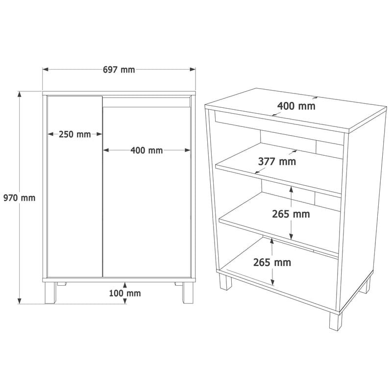 Multifunktionsskab Hanah Home Nord (69,7 x 97 x 40 cm) Hvid eg grå - Hvid eg grå - Hus & renovering - Køkken & bad - Køkken & bryggers