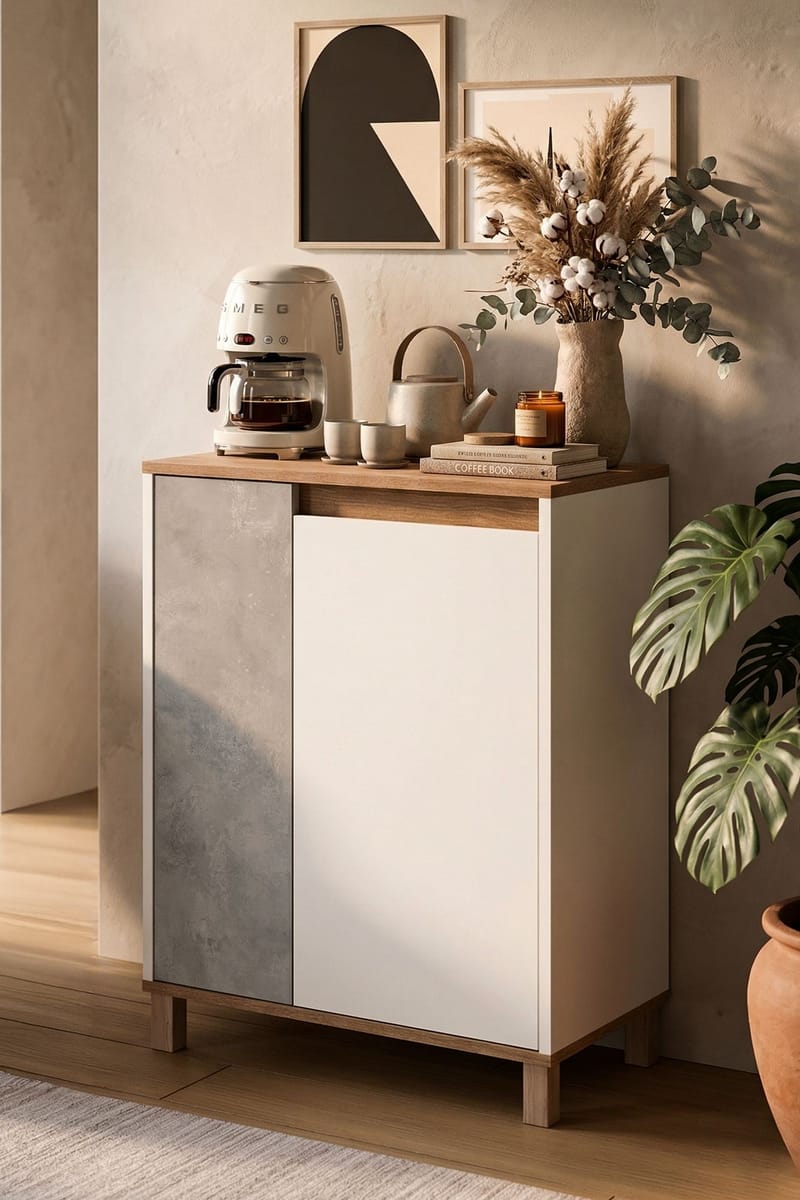 Multifunktionsskab Hanah Home Nord (69,7 x 97 x 40 cm) Hvid eg grå - Hvid eg grå - Hus & renovering - Køkken & bad - Køkken & bryggers
