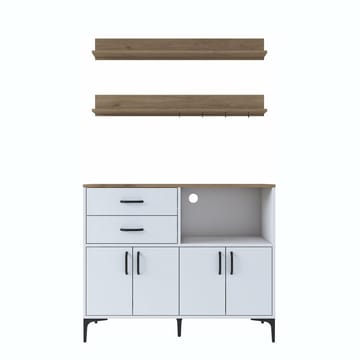 Multifunktionsskab Wallxpert Juna (120 x 98,8 x 40 cm) Hvid Valnød - Hvid og valnød - Hus & renovering - Køkken & bad - Køkken & bryggers