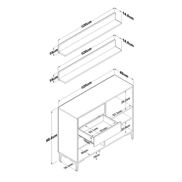 Multifunktionsskab Wallxpert Juna (120 x 98,8 x 40 cm) Hvid Valnød - Hvid og valnød - Hus & renovering - Køkken & bad - Køkken & bryggers