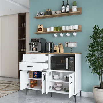 Multifunktionsskab Wallxpert Juna (120 x 98,8 x 40 cm) Hvid Valnød - Hvid og valnød - Hus & renovering - Køkken & bad - Køkken & bryggers