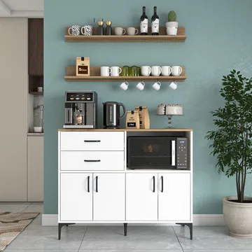 Multifunktionsskab Wallxpert Juna (120 x 98,8 x 40 cm) Hvid Valnød - Hvid og valnød - Hus & renovering - Køkken & bad - Køkken & bryggers