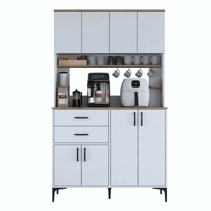 Multifunktionsskab Wallxpert Lora Shelf (120 x 204,2 x 45 cm) Hvid Valnød - Hvid og valnød - Hus & renovering - Køkken & bad - Køkken & bryggers
