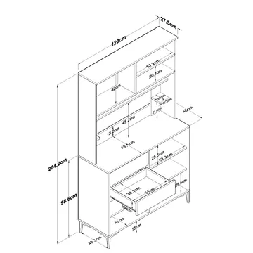 Multifunktionsskab Wallxpert Lora Shelf (120 x 204,2 x 45 cm) Hvid Valnød - Hvid og valnød - Hus & renovering - Køkken & bad - Køkken & bryggers