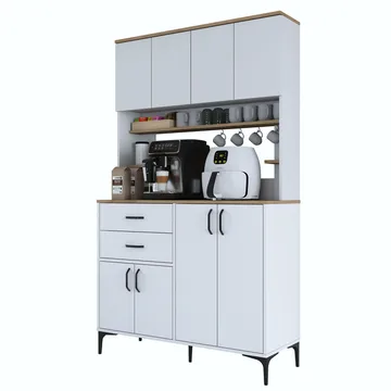 Multifunktionsskab Wallxpert Lora Shelf (120 x 204,2 x 45 cm) Hvid Valnød - Hvid og valnød - Hus & renovering - Køkken & bad - Køkken & bryggers