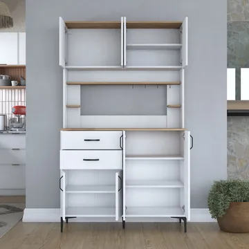 Multifunktionsskab Wallxpert Lora Shelf (120 x 204,2 x 45 cm) Hvid Valnød - Hvid og valnød - Hus & renovering - Køkken & bad - Køkken & bryggers