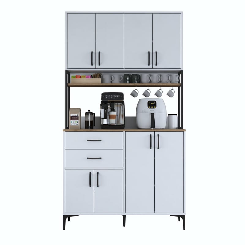 Multifunktionsskab Wallxpert Mira Shelf (120 x 218,6 x 45 cm) Hvid Valnød - Hvid og valnød - Hus & renovering - Køkken & bad - Køkken & bryggers