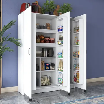 Multifunktionsskab Wallxpert Nyra (135 x 180 x 42 cm) hvid - Hvid - Hus & renovering - Køkken & bad - Køkken & bryggers