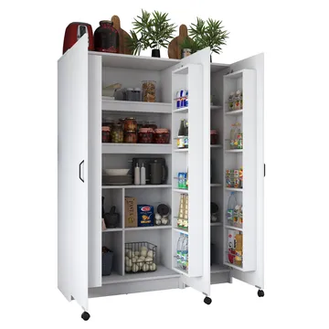 Multifunktionsskab Wallxpert Nyra (135 x 180 x 42 cm) hvid - Hvid - Hus & renovering - Køkken & bad - Køkken & bryggers