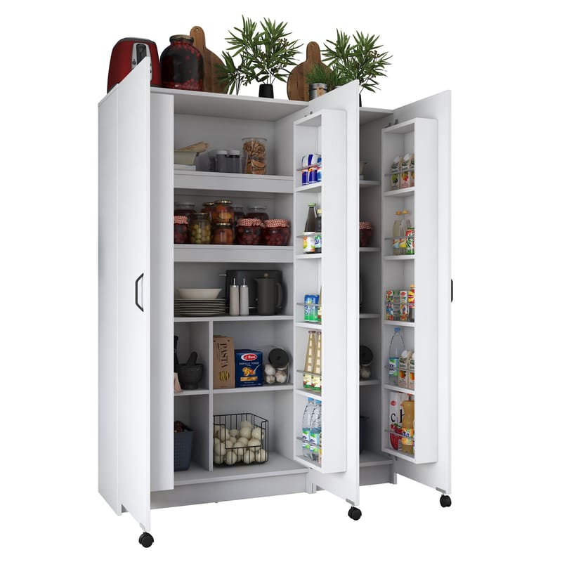 Multifunktionsskab Wallxpert Nyra (135 x 180 x 42 cm) hvid - Hvid - Hus & renovering - Køkken & bad - Køkken & bryggers