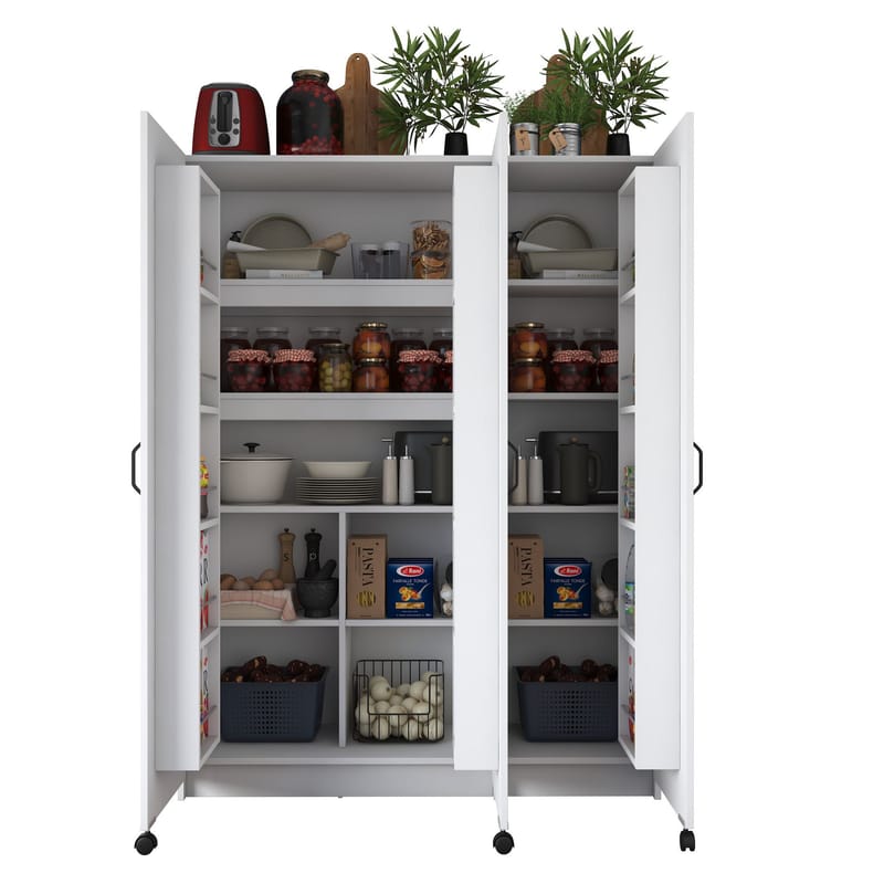 Multifunktionsskab Wallxpert Nyra (135 x 180 x 42 cm) hvid - Hvid - Hus & renovering - Køkken & bad - Køkken & bryggers