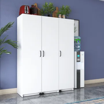 Multifunktionsskab Wallxpert Nyra (135 x 180 x 42 cm) hvid - Hvid - Hus & renovering - Køkken & bad - Køkken & bryggers