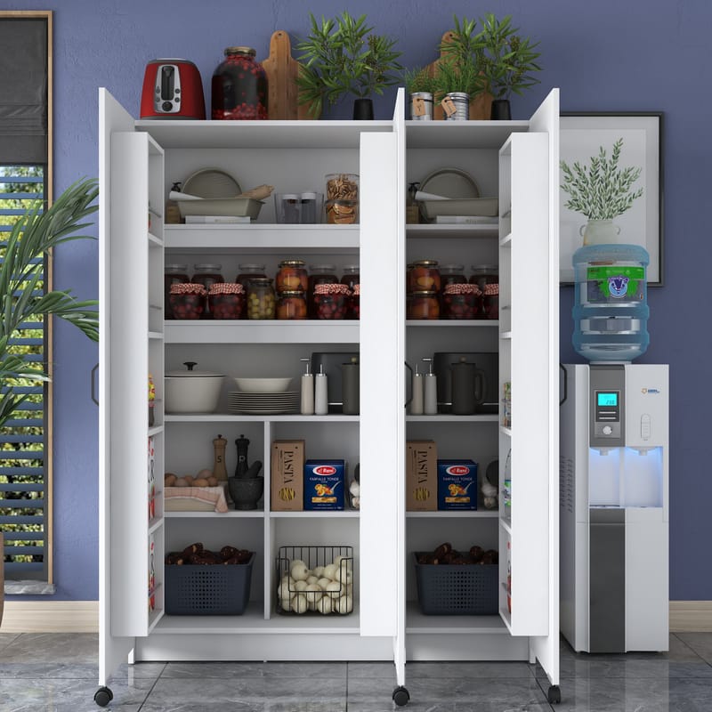 Multifunktionsskab Wallxpert Nyra (135 x 180 x 42 cm) hvid - Hvid - Hus & renovering - Køkken & bad - Køkken & bryggers