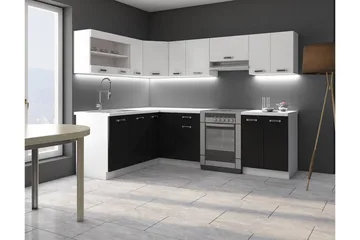 Omega Køkken møbelsæt - Hvid | Sort - Hus & renovering - Køkken & bad - Køkken & bryggers - Køkkenmøbler