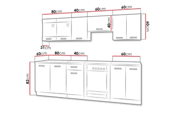 Omega Køkken møbelsæt - Hvid | Sort - Hus & renovering - Køkken & bad - Køkken & bryggers - Køkkenmøbler