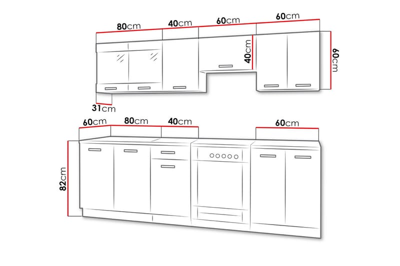 Omega Køkken møbelsæt - Hvid | Sort - Hus & renovering - Køkken & bad - Køkken & bryggers - Køkkenmøbler