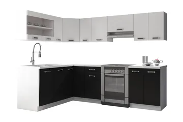 Omega Køkken møbelsæt - Hvid | Sort - Hus & renovering - Køkken & bad - Køkken & bryggers - Køkkenmøbler