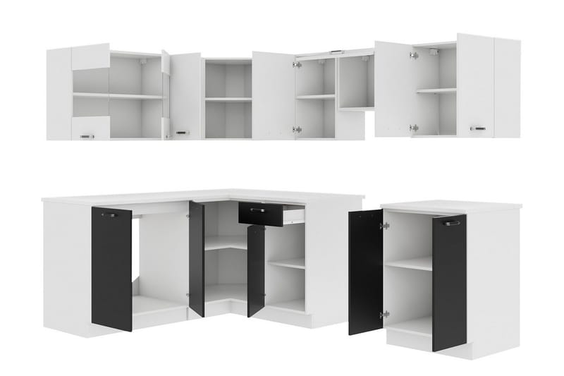 Omega Køkken møbelsæt - Hvid | Sort - Hus & renovering - Køkken & bad - Køkken & bryggers - Køkkenmøbler