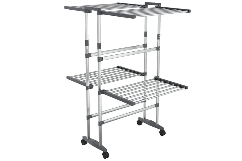 beBasic tørrestativ 2 niveauer med hjul 60x70x106 cm sølvfarvet - SÃ¸lv - Have - Udendørs miljø