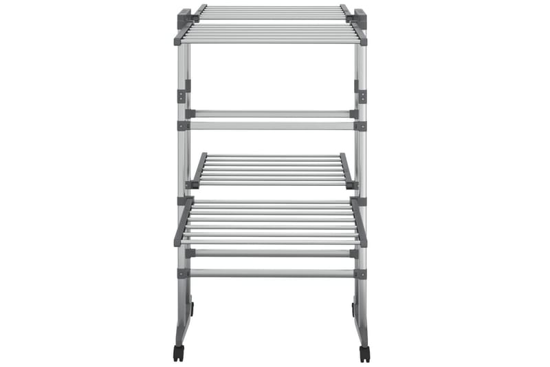 beBasic tørrestativ 2 niveauer med hjul 60x70x106 cm sølvfarvet - SÃ¸lv - Have - Udendørs miljø