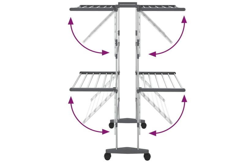 beBasic tørrestativ 2 niveauer med hjul 60x70x106 cm sølvfarvet - SÃ¸lv - Have - Udendørs miljø