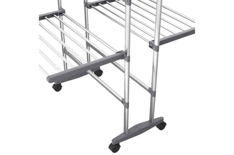 beBasic tørrestativ 2 niveauer med hjul 60x70x106 cm sølvfarvet - SÃ¸lv - Have - Udendørs miljø