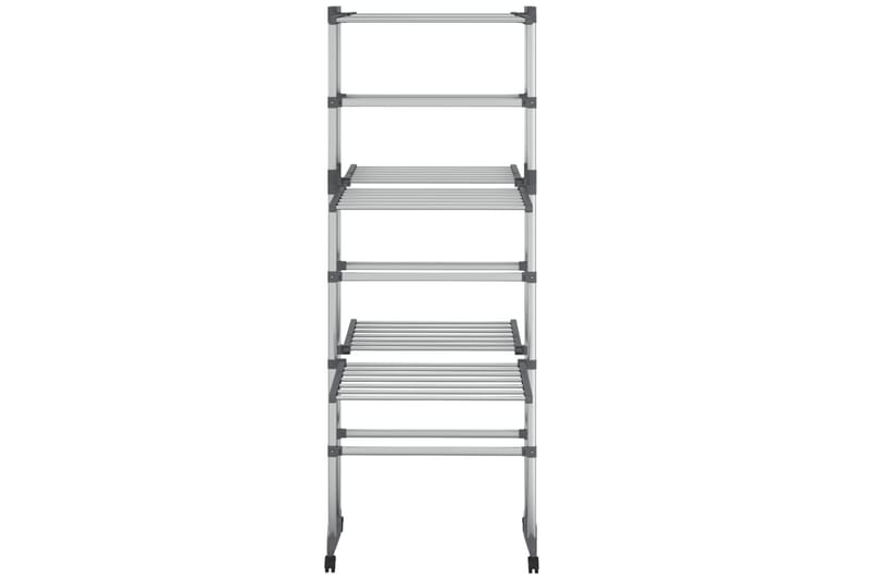 beBasic tørrestativ 3 niveauer med hjul 60x70x166 cm sølvfarvet - SÃ¸lv - Have - Udendørs miljø