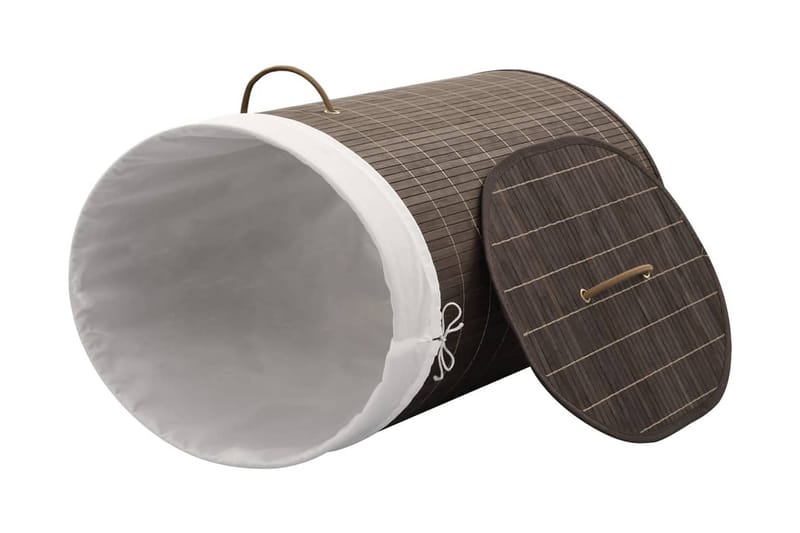 Vasketøjskurv Bambus Oval Mørkebrun - Brun - Badeværelsestilbehør - Vasketøjskurv