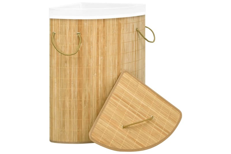 Hjørnevasketøjskurv 60 L Bambus - Vasketøjskurv - Badeværelsestilbehør