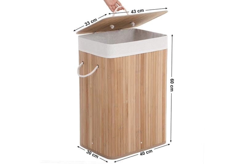 Qrisp bambus tøjvaskskurv - Songmics - Badeværelsestilbehør - Vasketøjskurv