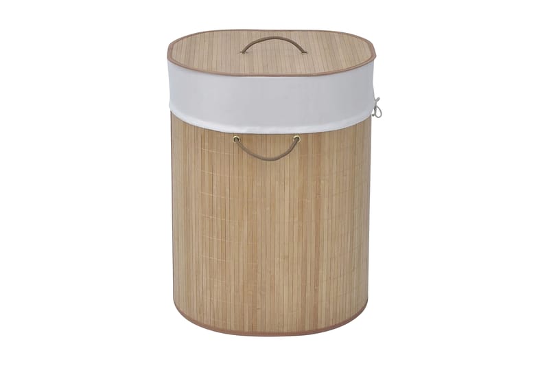 Vasketøjskurv Bambus Oval Naturfarvet - Brun - Badeværelsestilbehør - Vasketøjskurv