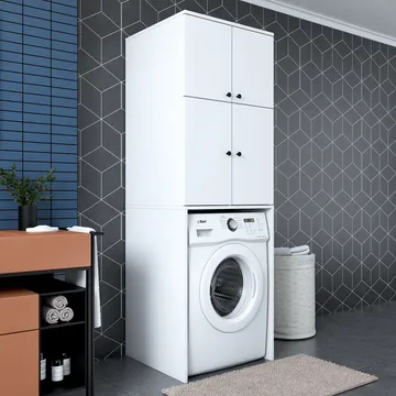 Vaskemaskineskab Wallxpert Cleo Shelf (65 x 193,6 x 62,5 cm) Hvid - Hvid - Hus & renovering - Køkken & bad - Køkken & bryggers