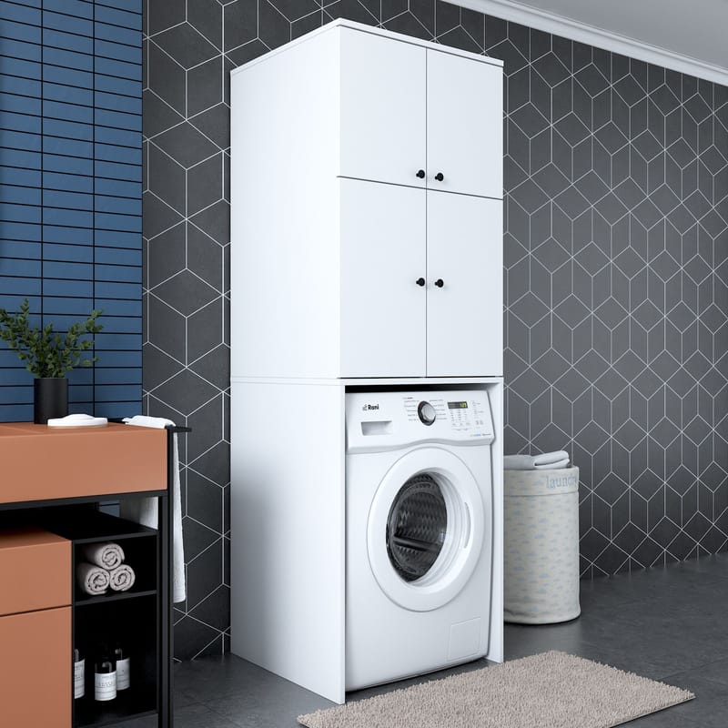 Vaskemaskineskab Wallxpert Cleo Shelf (65 x 193,6 x 62,5 cm) Hvid - Hvid - Hus & renovering - Køkken & bad - Køkken & bryggers