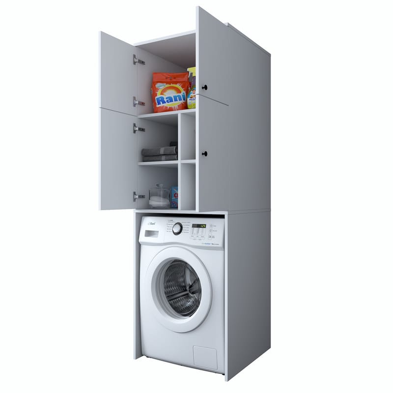 Vaskemaskineskab Wallxpert Cleo Shelf (65 x 193,6 x 62,5 cm) Hvid - Hvid - Hus & renovering - Køkken & bad - Køkken & bryggers