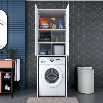 Vaskemaskineskab Wallxpert Cleo Shelf (65 x 193,6 x 62,5 cm) Hvid - Hvid - Hus & renovering - Køkken & bad - Køkken & bryggers
