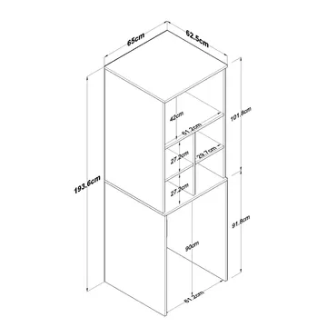 Vaskemaskineskab Wallxpert Cleo Shelf (65 x 193,6 x 62,5 cm) Hvid - Hvid - Hus & renovering - Køkken & bad - Køkken & bryggers