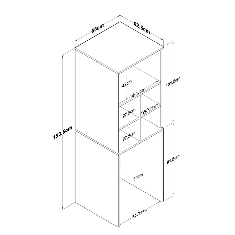 Vaskemaskineskab Wallxpert Cleo Shelf (65 x 193,6 x 62,5 cm) Hvid - Hvid - Hus & renovering - Køkken & bad - Køkken & bryggers